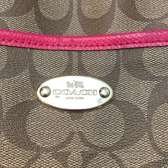Coach F34938 signature file crossbody brown/khaki/pink and gold metal - Picture 2 of 9